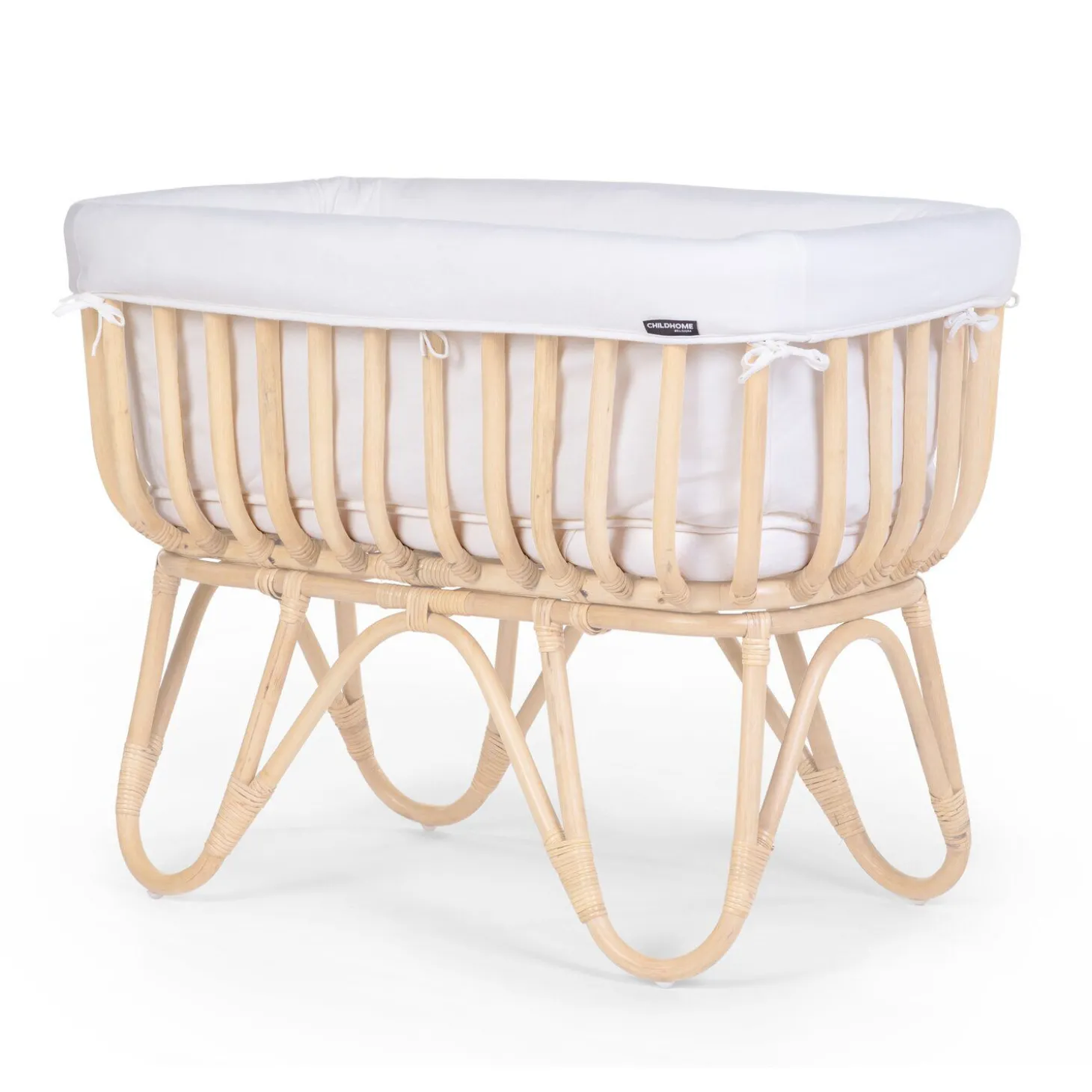 Berceau en rotin couverture rectangulaire jersery blanc cassé