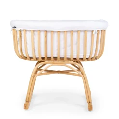 Berceau Rotin - 90x70x71 Cm + Habillage Jersey Ecru - Matela