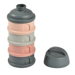 Boîte doseuse de lait 4 compartiments empilables Gris/Rose