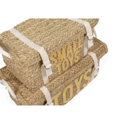 Coffre à jouets en rotin jaune 2pcs