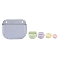 Coffret de bain : panier et jouets de bain silicone Galet / Menthe au lait / Multi couleurs