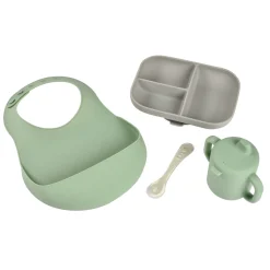 Coffret repas silicone Les essentiels Gris/Vert sauge