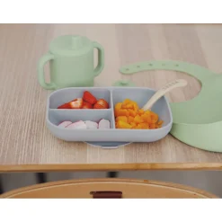 Coffret repas silicone Les essentiels Gris/Vert sauge