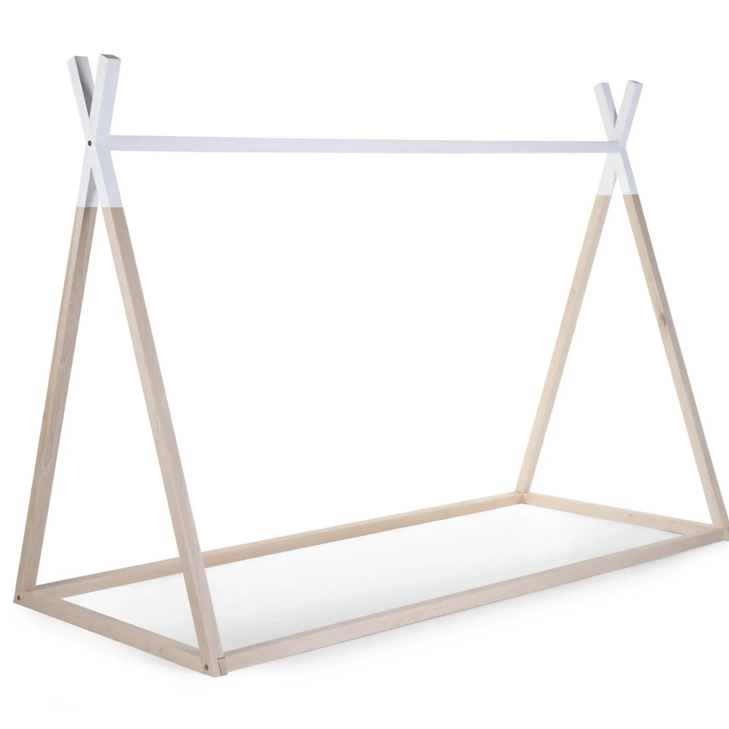 Lit Tipi Junior - 90x200 Cm - Bois - Naturel Blanc