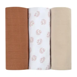 Lot de 3 langes en coton Herrisson/Marron