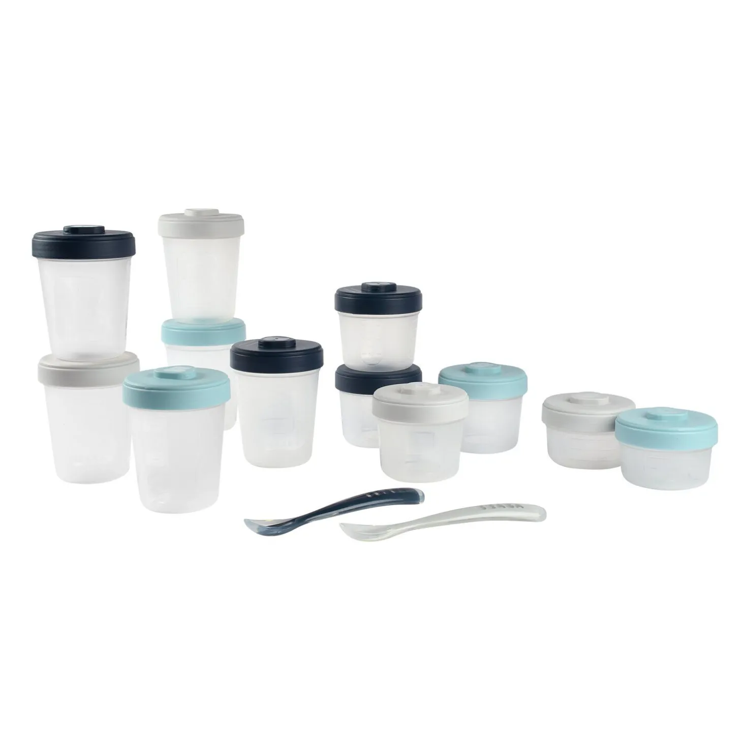 Pack premiers repas (12 portions + 2 cuillères) Bleu/Gris