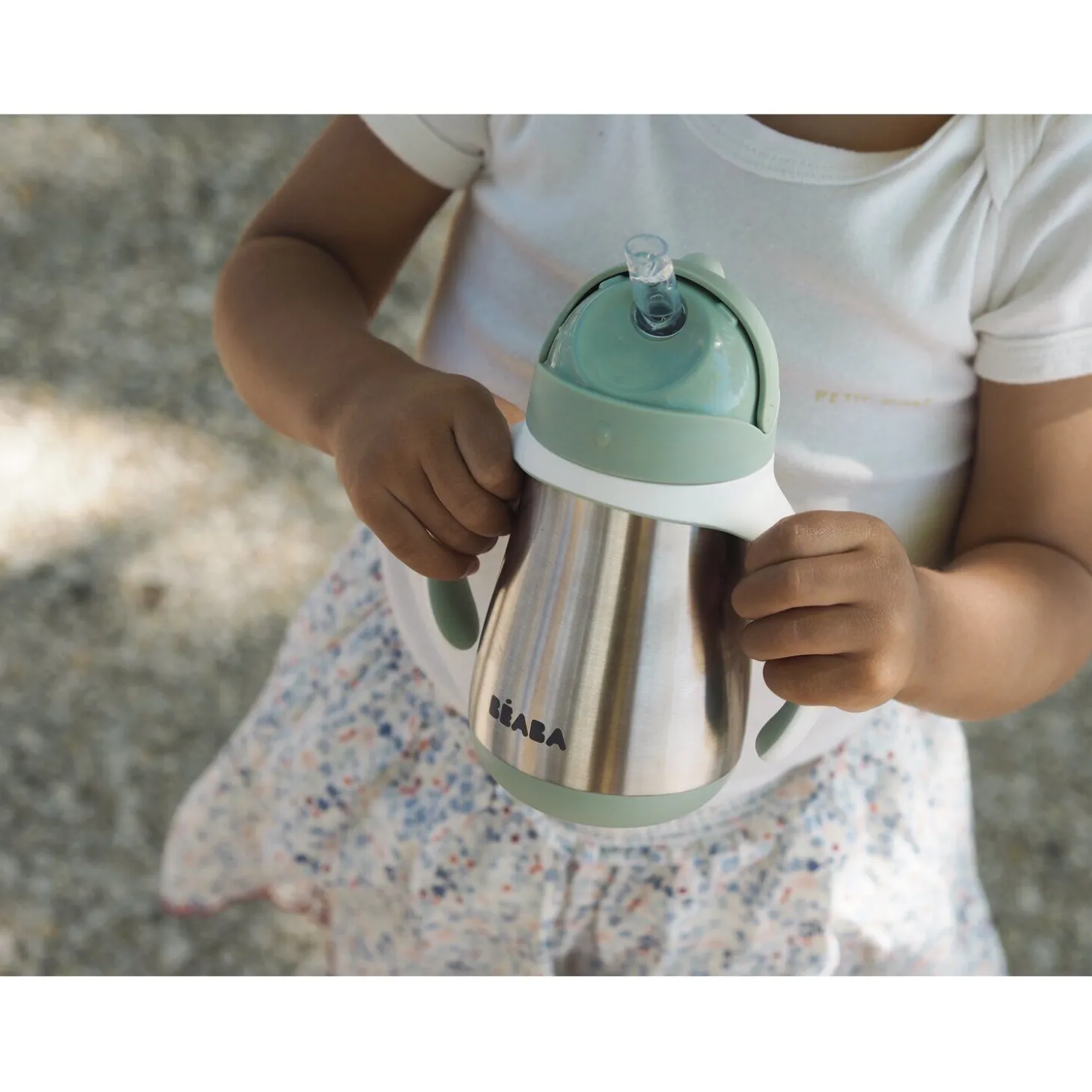 Tasse paille inox 250ml Vert sauge