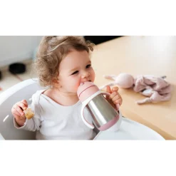 Tasse paille inox 250ml Vieux rose