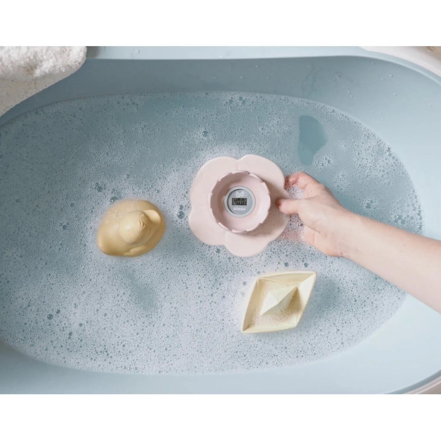 Thermomètre de bain Lotus Vieux rose